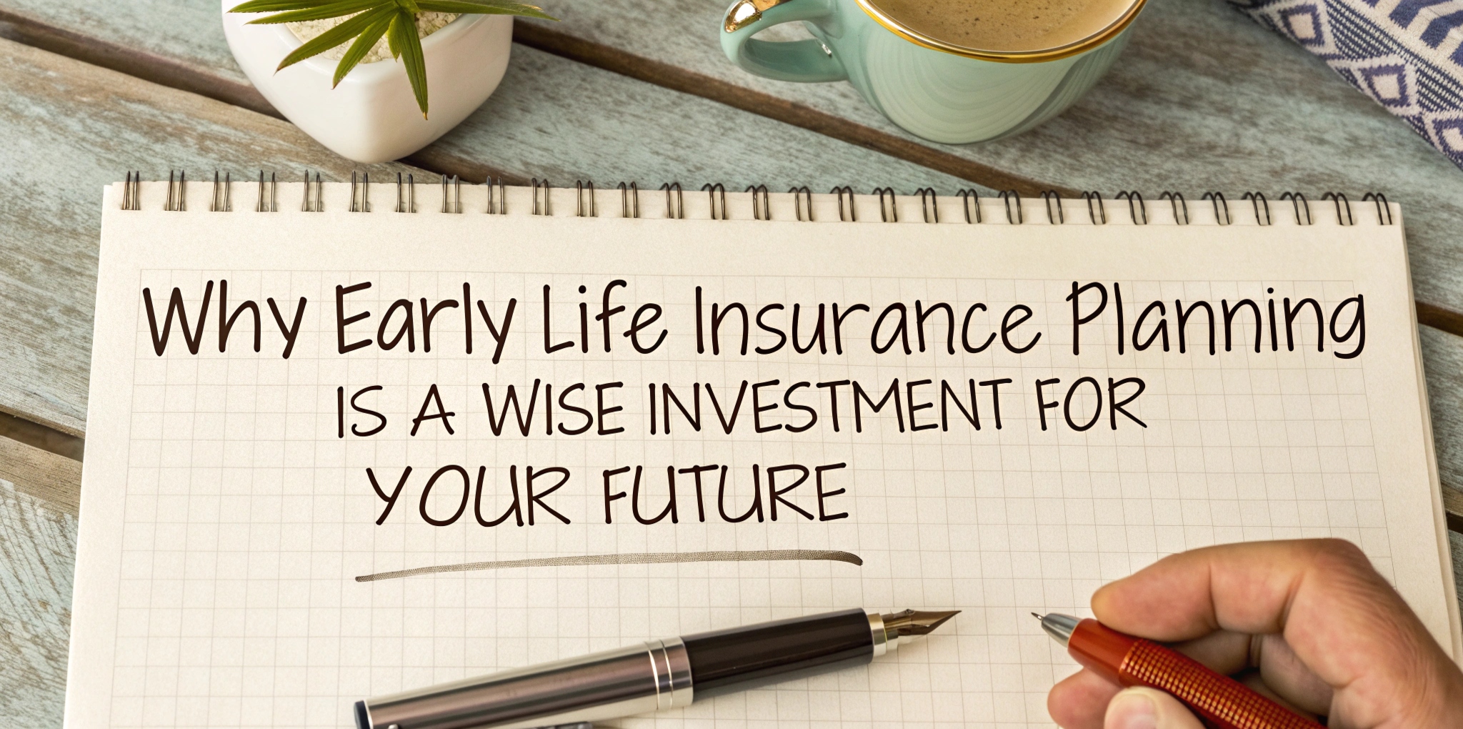 Illustration of a young couple planning finances and life insurance